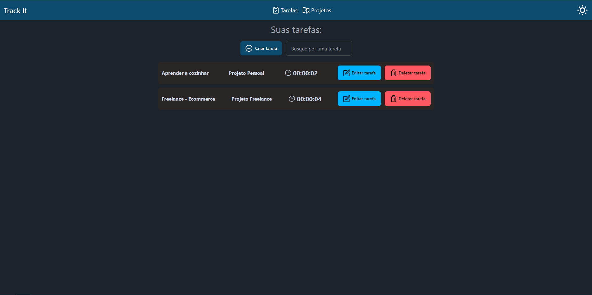 Pre-visualização do projeto Track It
